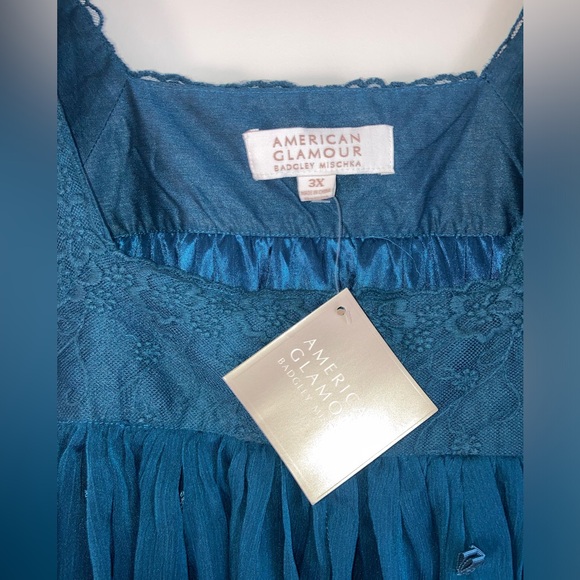 Badgley Mischka American Glamour Chiffon Top 3x boho flowy lagenlook - Picture 5 of 6